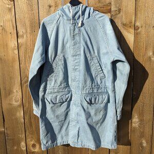 Stussy Denim Chore Jacket Men's Small Hoodie Barn Coat Jean Parka Workwear